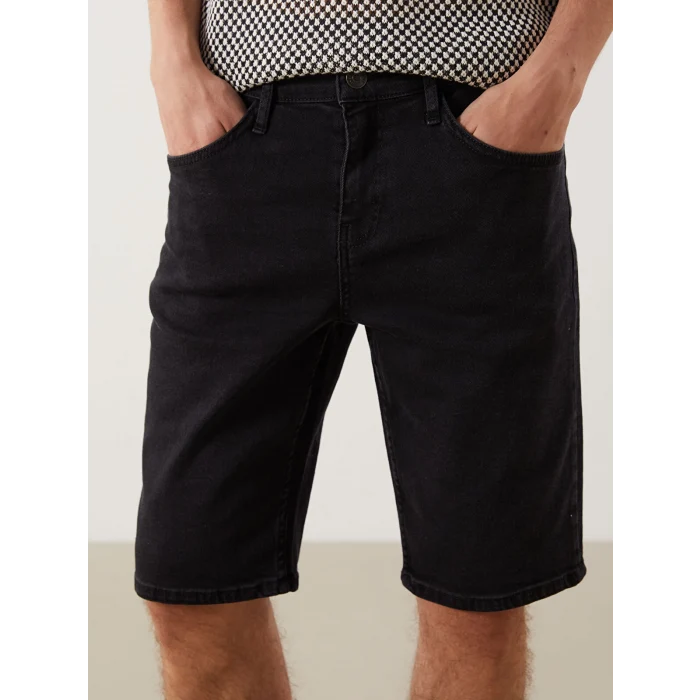 LCW Jeans Siyah Slim Fit Erkek Jean Şort