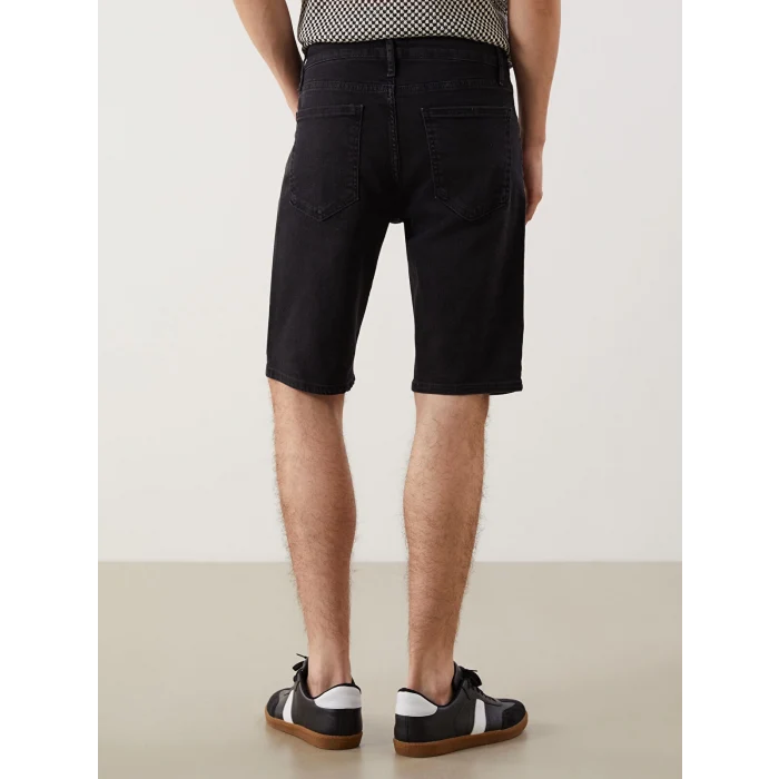 LCW Jeans Siyah Slim Fit Erkek Jean Şort