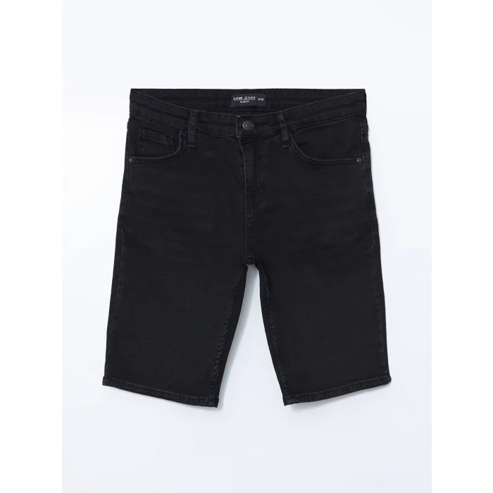 LCW Jeans Siyah Slim Fit Erkek Jean Şort