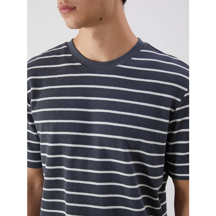 XSIDE Antrasit Bisiklet Yaka Çizgili Erkek Tişört