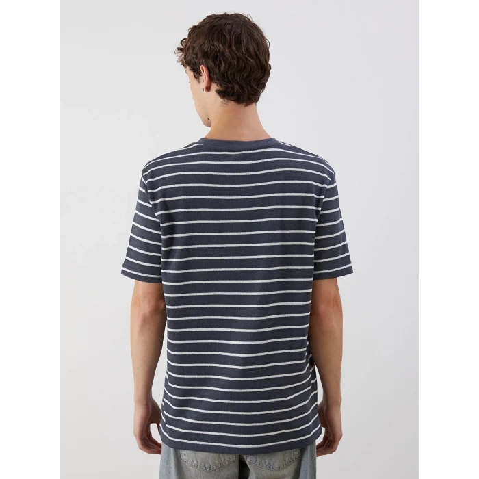 XSIDE Antrasit Bisiklet Yaka Çizgili Erkek Tişört