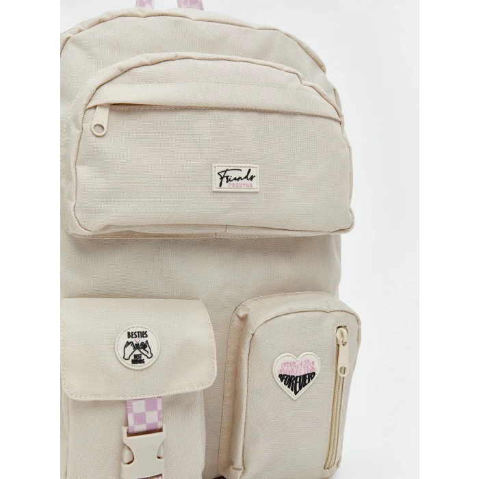 LCW ACCESSORIES Ekru Çok Bölmeli Kız Çocuk Sırt Çantası