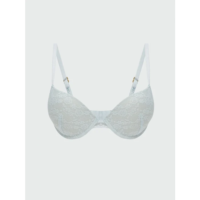 LCW DREAM Mavi Balenli Dolgulu Dantelli Tişört Sütyen