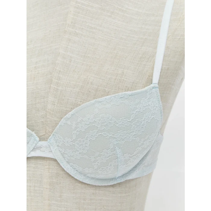 LCW DREAM Mavi Balenli Dolgulu Dantelli Tişört Sütyen