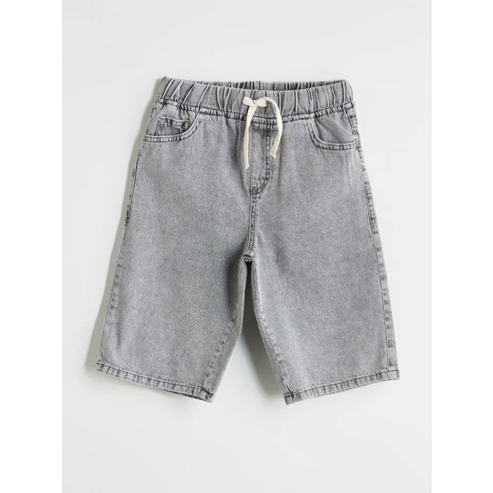 LCW Kids Gri Beli Lastikli Erkek Çocuk Jean Şort