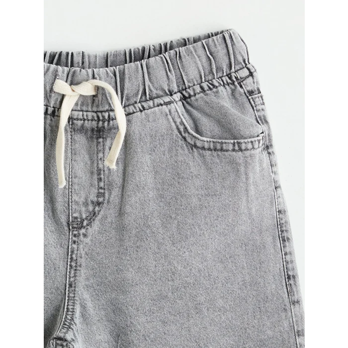 LCW Kids Gri Beli Lastikli Erkek Çocuk Jean Şort