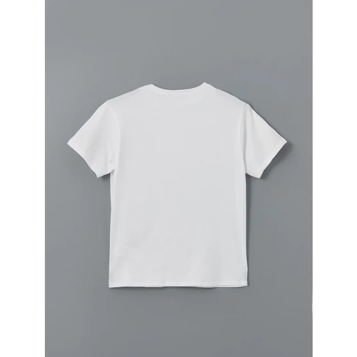 LCW Vision Beyaz Bisiklet Yaka Baskılı Kadın Tişört