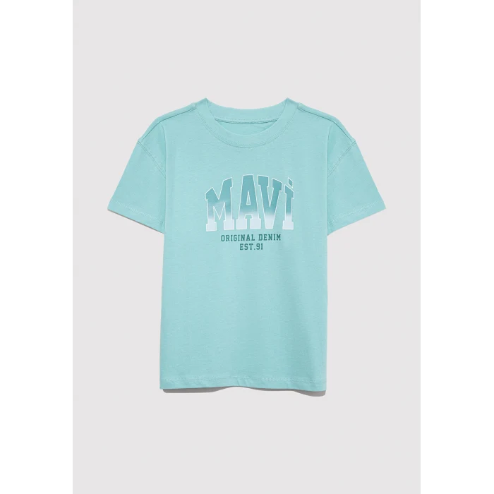 Mavi 7610386-71748 Mavi Logo Baskılı Yeşil Tişört