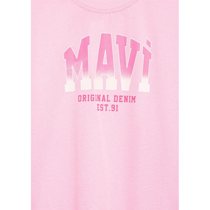 Mavi 7610386-70972 Mavi Logo Baskılı Pembe Tişört