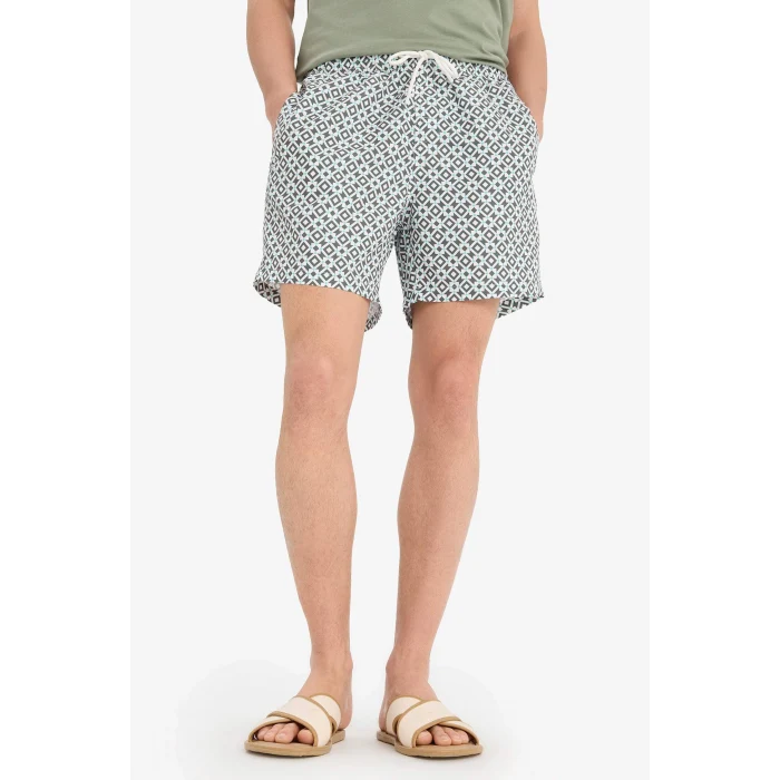 Defacto E0996 Haki Desenli File Astarlı Kısa Boy Deniz Şortu