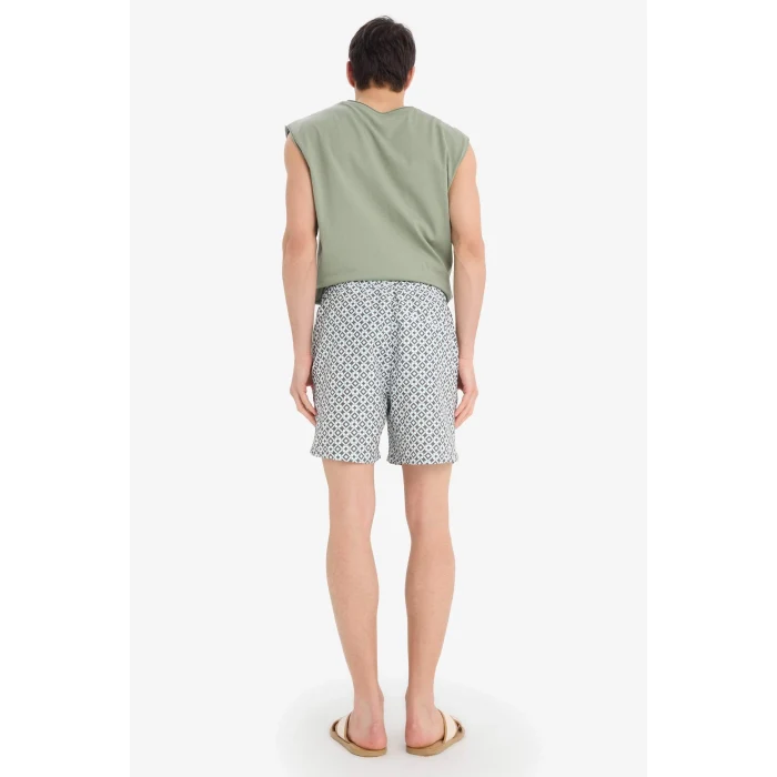 Defacto E0996 Haki Desenli File Astarlı Kısa Boy Deniz Şortu
