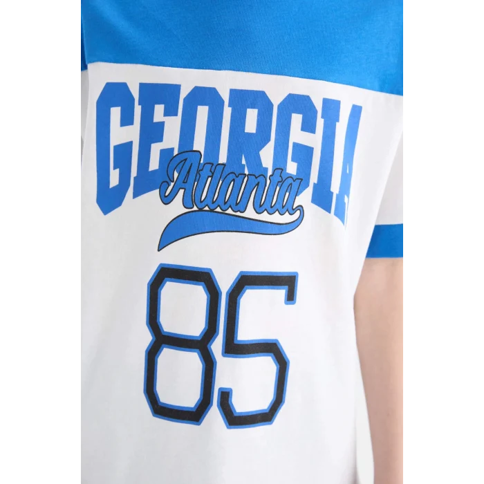 Defacto E3399 Mavi Erkek Çocuk 2li Takım Baskılı Kısa Kollu Tişört Şort