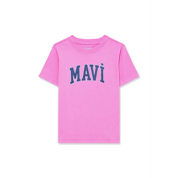 Mavi 7610109-71033 Mavi Logo Baskılı Pembe Tişört