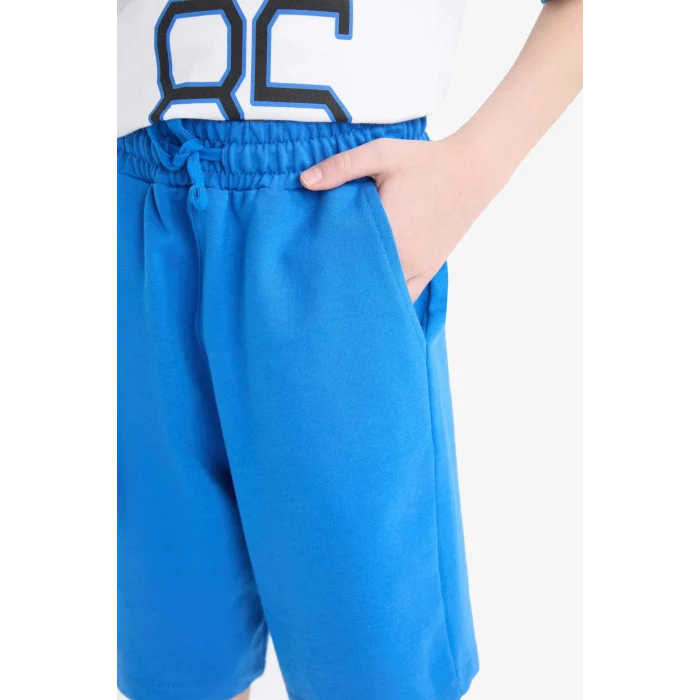 Defacto E3399 Mavi Erkek Çocuk 2li Takım Baskılı Kısa Kollu Tişört Şort