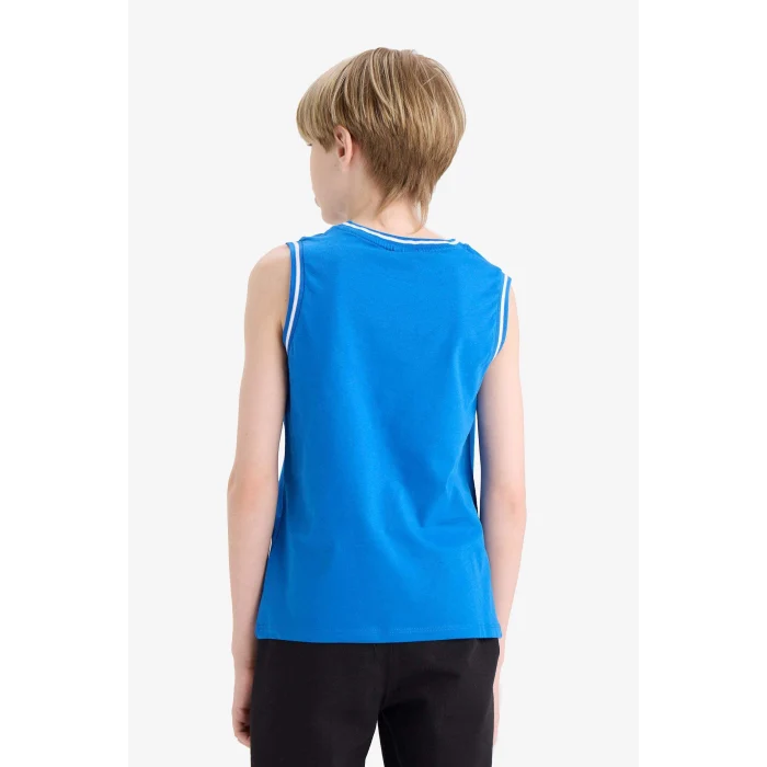 Defacto E8825 Mavi Erkek Çocuk 2li Takım Baskılı Atlet Beli Lastikli Şort