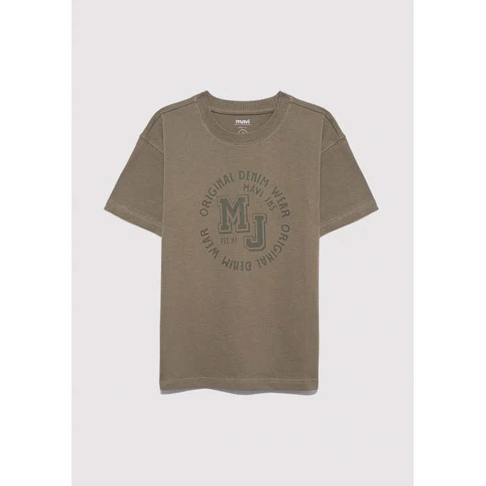 Mavi 6610395-86961 MJ Logo Baskılı Haki Tişört