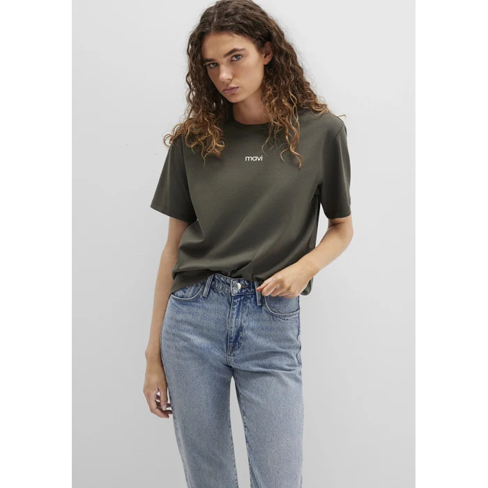 Mavi 1612829-71553 Mavi Logo Baskılı Yeşil Tişört