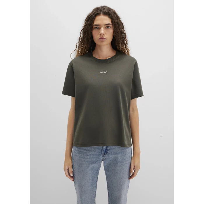 Mavi 1612829-71553 Mavi Logo Baskılı Yeşil Tişört