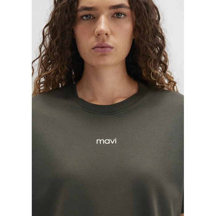 Mavi 1612829-71553 Mavi Logo Baskılı Yeşil Tişört