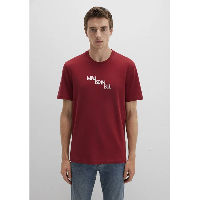 Mavi 0612274-89065 Mavi İstanbul Baskılı Kırmızı Tişört