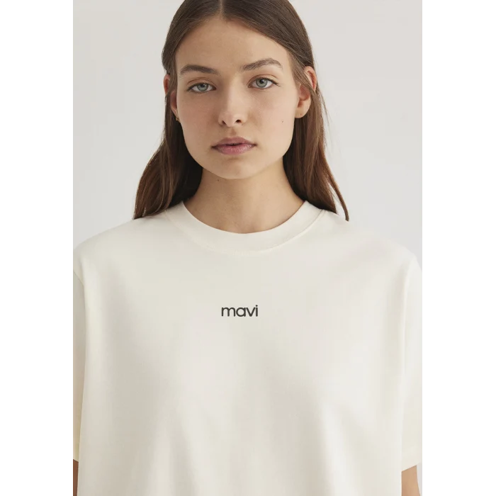 Mavi 1612829-80194 Mavi Logo Baskılı Beyaz Tişört