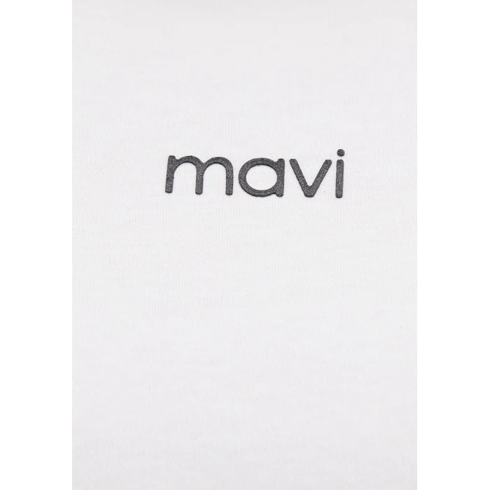 Mavi 1612829-80194 Mavi Logo Baskılı Beyaz Tişört