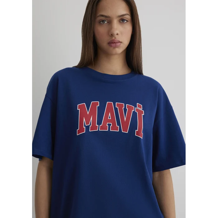 Mavi 1600843-82625 Mavi Logo Baskılı Lacivert Tişört