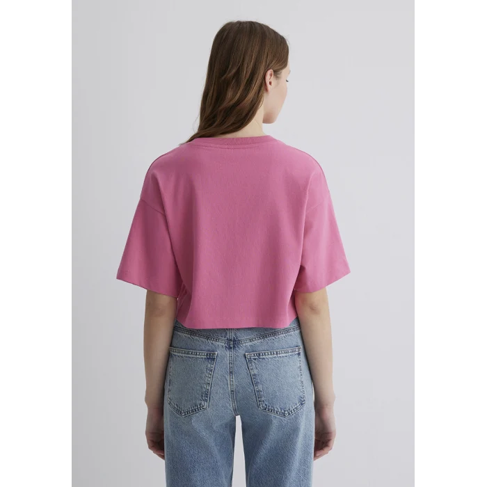 Mavi 1611585-84670 Mavi Logo Baskılı Pembe Crop Tişört