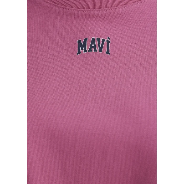 Mavi 1611585-84670 Mavi Logo Baskılı Pembe Crop Tişört