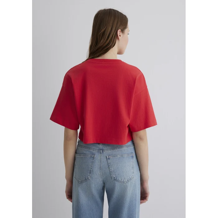 Mavi 1611585-71083 Mavi Logo Baskılı Kırmızı Crop Tişört