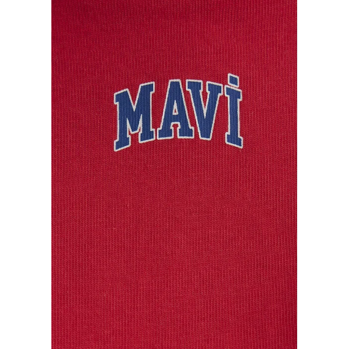 Mavi 1611585-71083 Mavi Logo Baskılı Kırmızı Crop Tişört