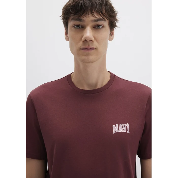 Mavi 0611714-70396 Mavi Logo Baskılı Bordo Tişört