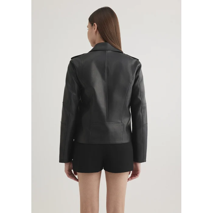 Mavi 1110221-900 Biker Yaka Siyah Suni Deri Ceket