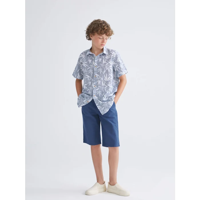 LCW Kids Mavi Kısa Kollu Erkek Çocuk Gömlek ve Şort