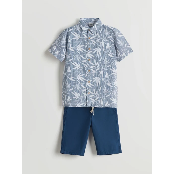 LCW Kids Mavi Kısa Kollu Erkek Çocuk Gömlek ve Şort