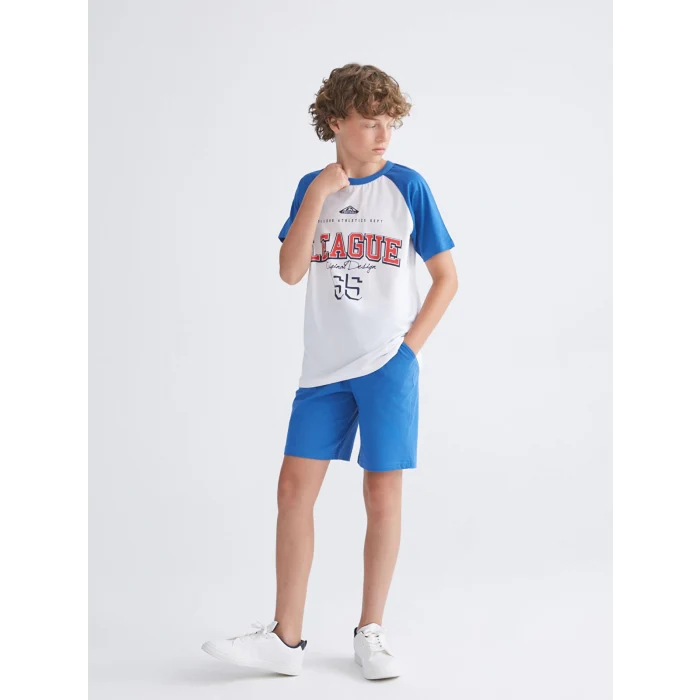 LCW Kids Beyaz Bisiklet Yaka Erkek Çocuk Tişört ve Şort