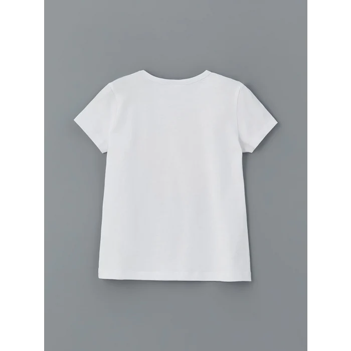 LCW Kids Beyaz Fiyonk Baskılı Kız Çocuk Şortlu Pijama Takım