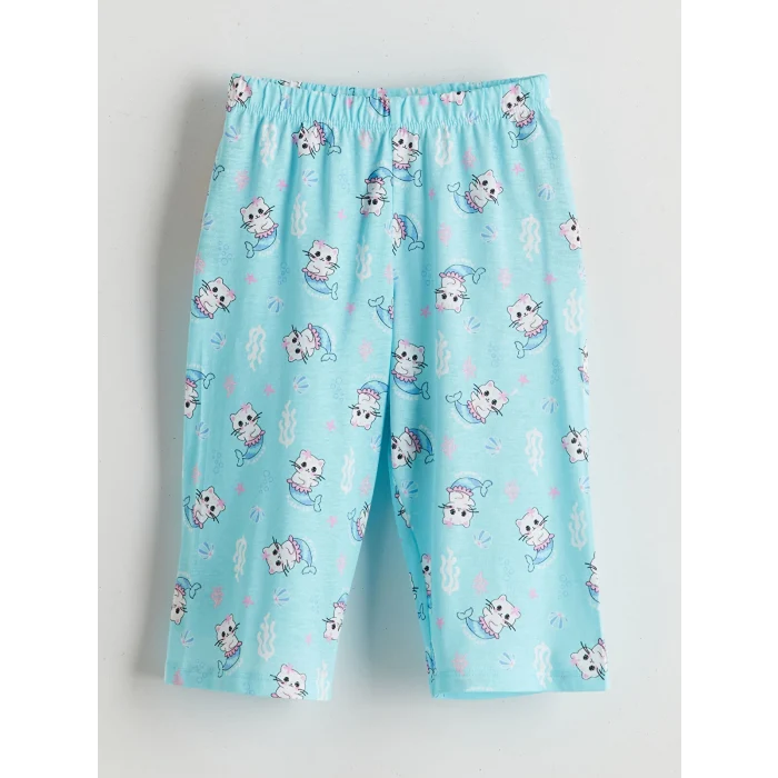 LCW Kids Pembe Baskılı Kız Çocuk Şortlu Pijama Takımı