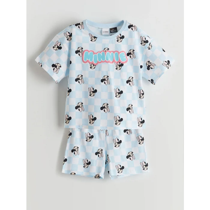 LCW Kids Beyaz Minnie Mouse Baskılı Kız Çocuk Şortlu Pijama Takım