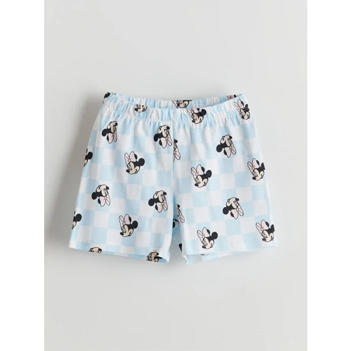 LCW Kids Beyaz Minnie Mouse Baskılı Kız Çocuk Şortlu Pijama Takım