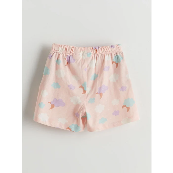 LCW Kids Ekru Lilo & Stitch Baskılı Kız Çocuk Şortlu Pijama Takımı