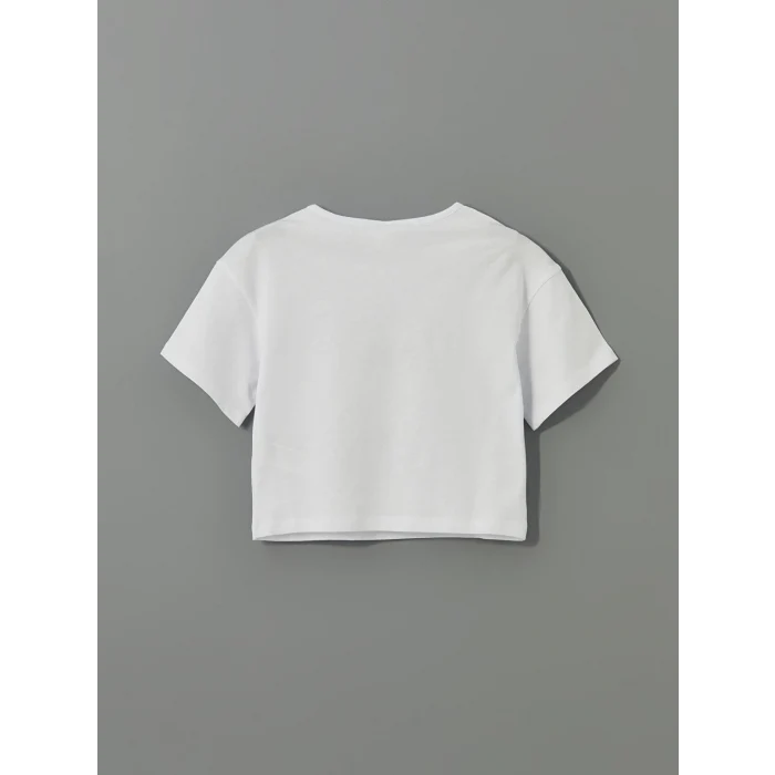 LCW Kids Beyaz Baskılı Kız Çocuk Şortlu Pijama Takım