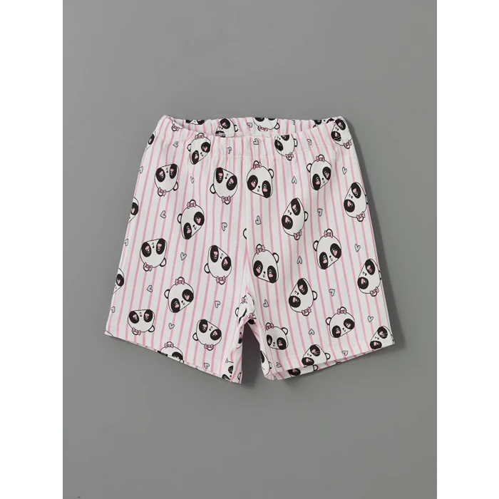 LCW Kids Beyaz Baskılı Kız Çocuk Şortlu Pijama Takım
