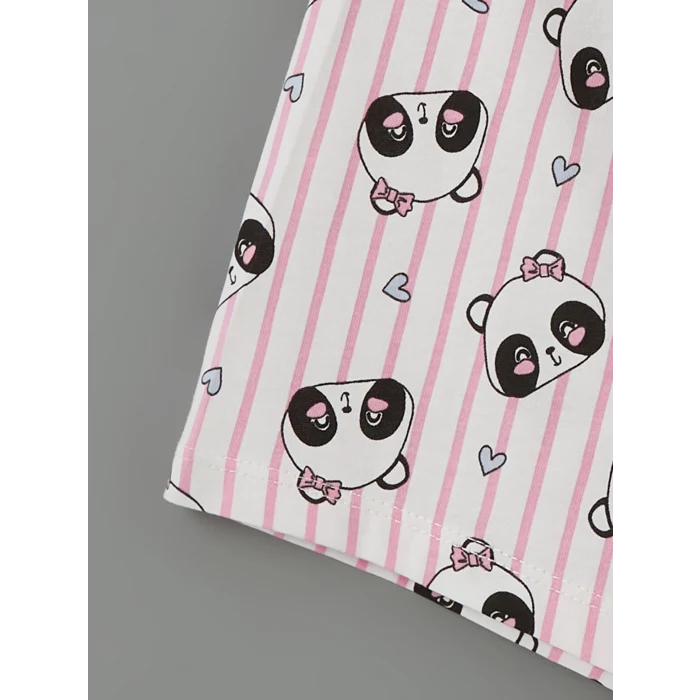 LCW Kids Beyaz Baskılı Kız Çocuk Şortlu Pijama Takım