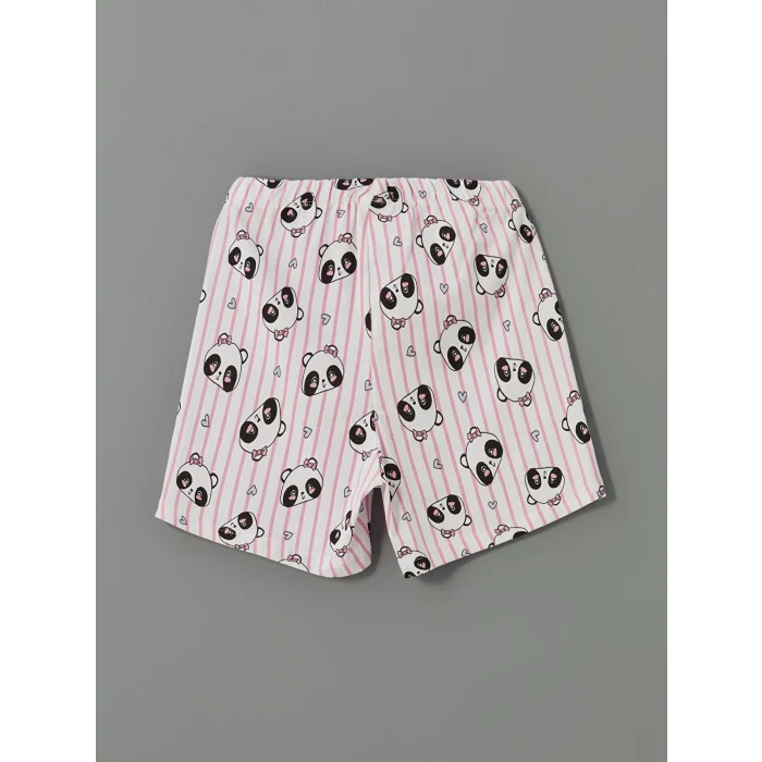 LCW Kids Beyaz Baskılı Kız Çocuk Şortlu Pijama Takım