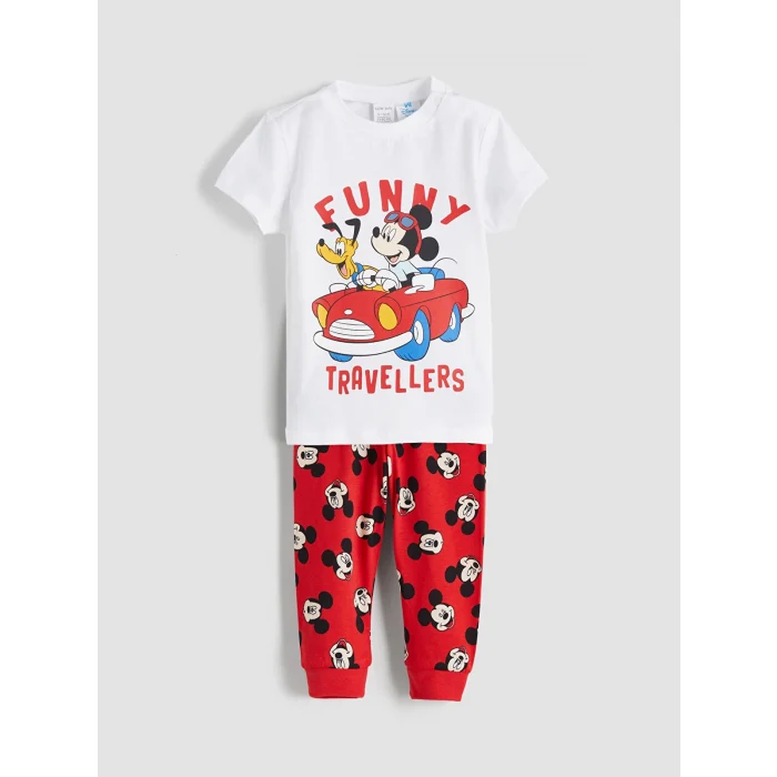 LCW baby Beyaz Mickey Mouse Baskılı Erkek Bebek Takım