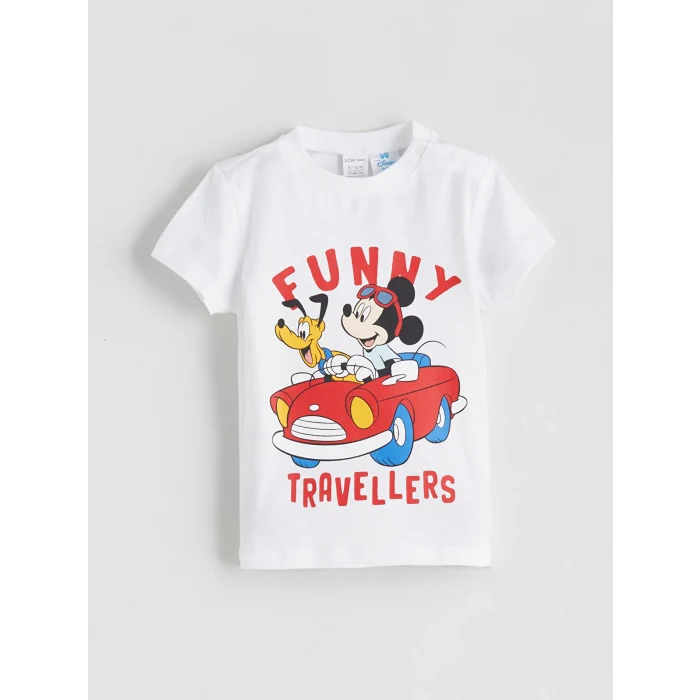 LCW baby Beyaz Mickey Mouse Baskılı Erkek Bebek Takım