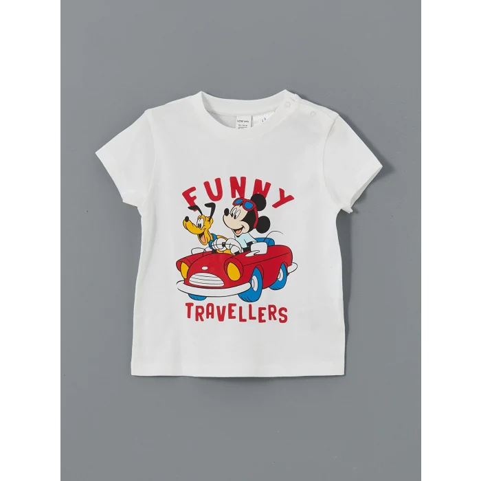 LCW baby Beyaz Mickey Mouse Baskılı Erkek Bebek Takım