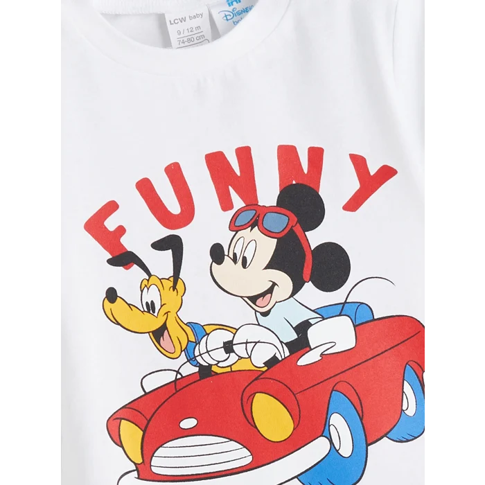 LCW baby Beyaz Mickey Mouse Baskılı Erkek Bebek Takım