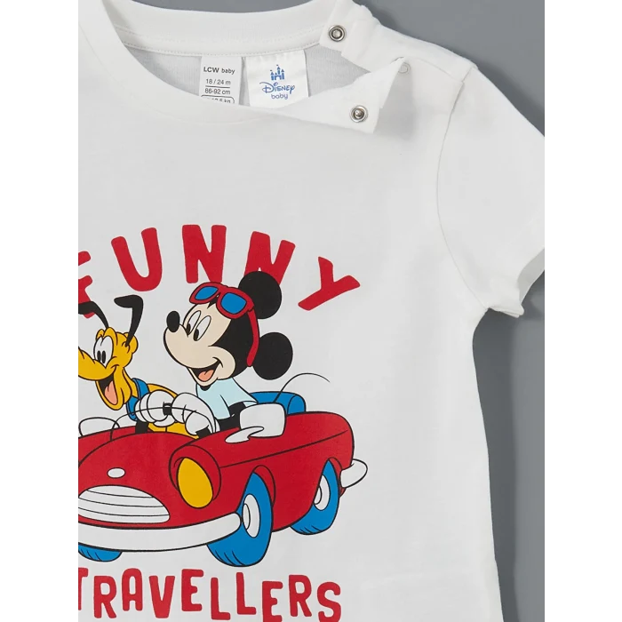 LCW baby Beyaz Mickey Mouse Baskılı Erkek Bebek Takım
